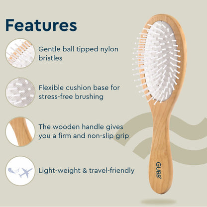 GUBB Wooden Hues Oval Hair Brush for Men & Women - Suitable For All Hair Types