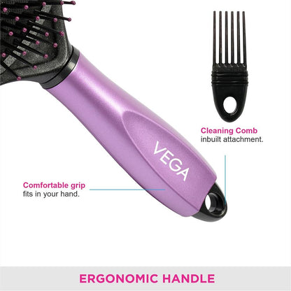 Vega Cushioned Hair Brush With Cleaning Comb For Men & Women (E18-Cb)