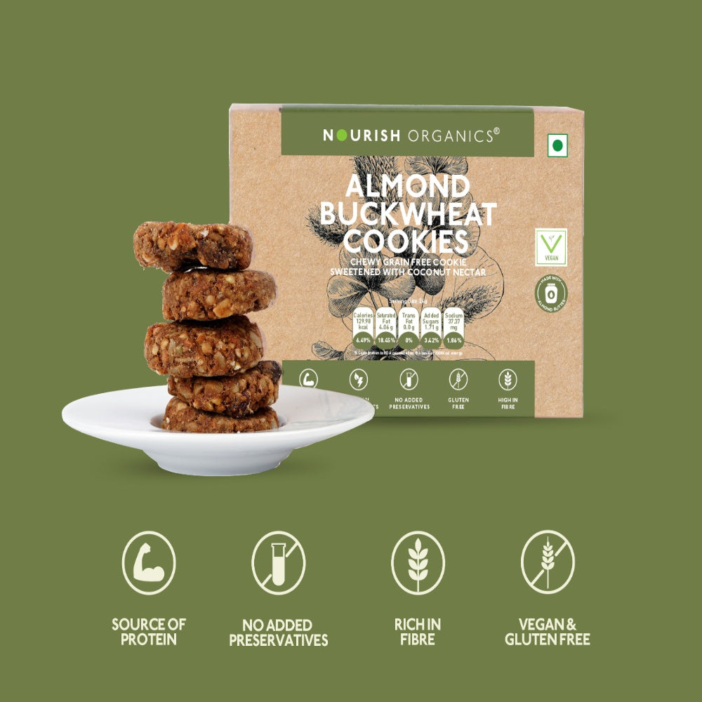 Nourish Organics Almond Buckwheat Cookies - 120 gms
