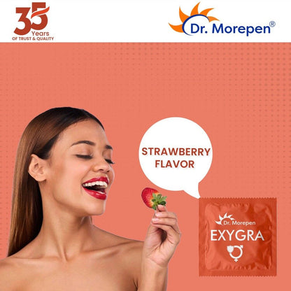Dr. Morepen Exygra Condoms Dotted 3S - STRAWBERRY - (Pack of 10)