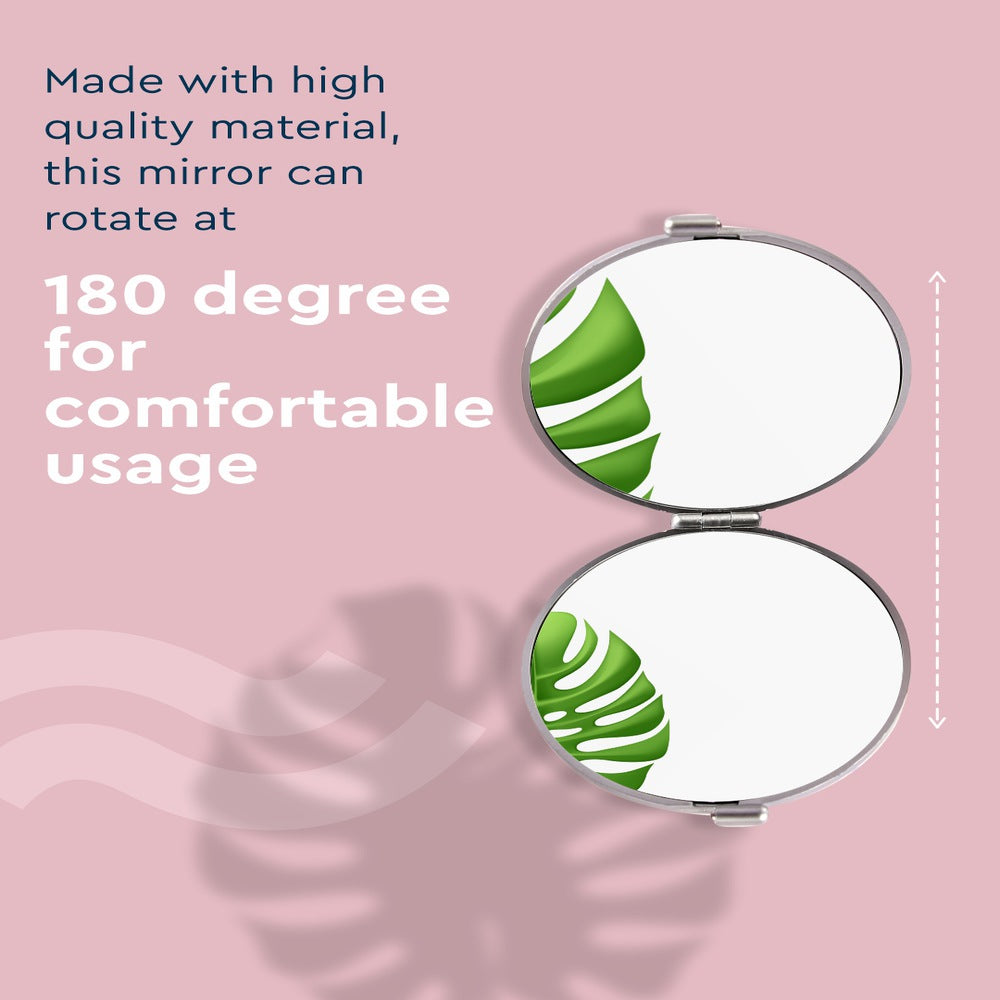 GUBB Travel Mirror Compact Cosmetic Bag Mirror for Women Magnifying Mirror for Makeup 5X - Silver - Compact in Size C71-Easy to Carry - Dual Side Mirror - Can be rotated to 180 Degrees