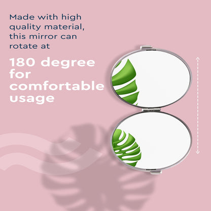 GUBB Travel Mirror Compact Cosmetic Bag Mirror for Women Magnifying Mirror for Makeup 5X - Silver - Compact in Size C71-Easy to Carry - Dual Side Mirror - Can be rotated to 180 Degrees