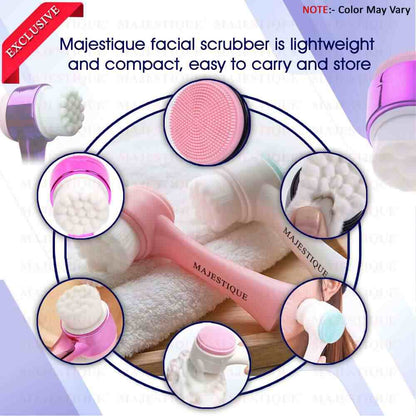 Majestique Face Exfoliator Brush FC3 Deep Pore Cleaning, Soft Silicone Facial Wash Massage Brush (Color May Vary)