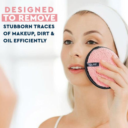 GUBB Makeup Remover Pads, Soft Round Double-Sided and Washable Facial Cleansing Pad Towels (Pack of 2, Pink & Beige)