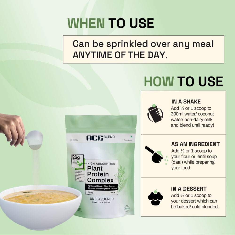 Ace Blend Plant Protein Complex - Unflavoured (500 gms)