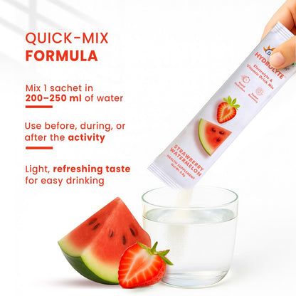 Dr. Morepen Hydrolyte Electrolyte & Vitamin Drink Mix for Rapid Hydration & Faster Recovery, Strawberry Watermelon Flavour  10 Sachets (8.8g Each)