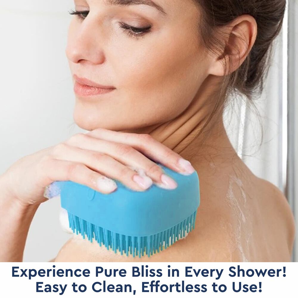 GUBB Silicone Exfoliating Bath Brush for Deep Cleansing with Shower Gel Dispenser (Random Colors)