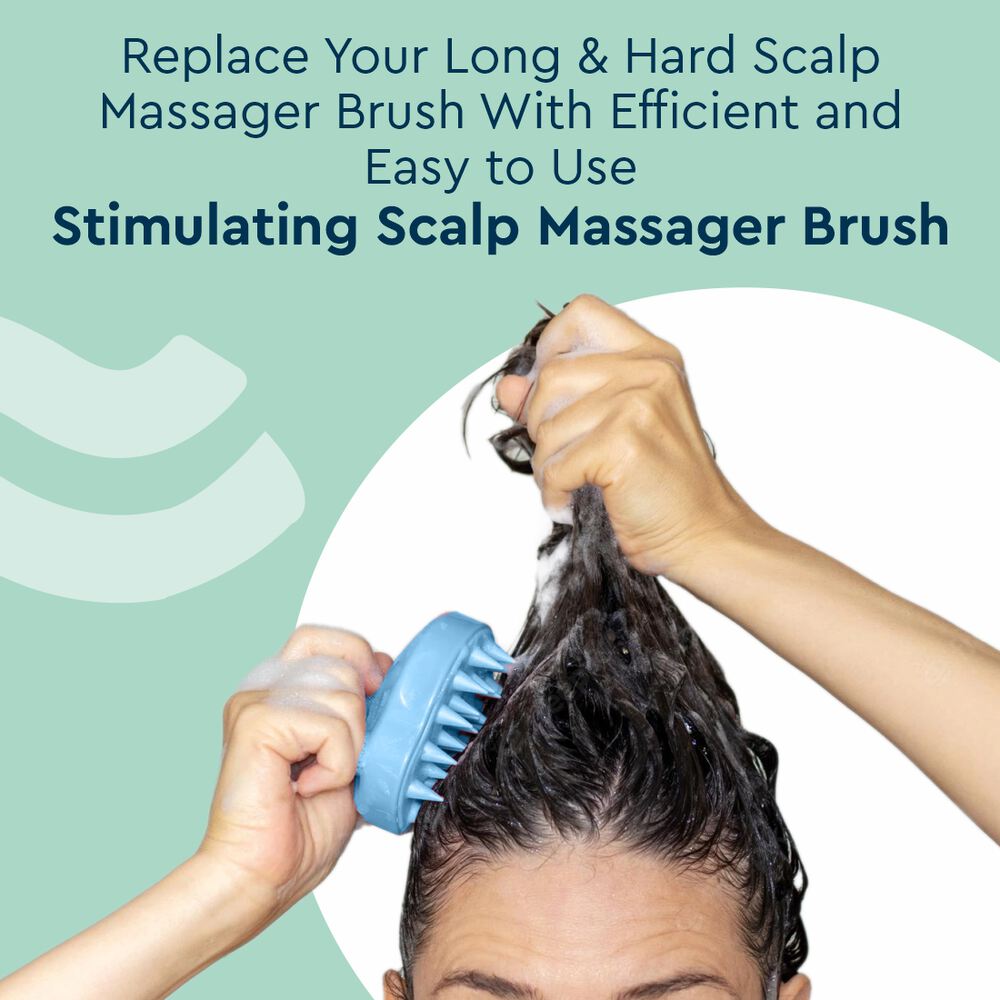 GUBB Stimulating Scalp Massager Brush with Extra and Thick Silicon Bristles, Helps In Stimulating Blood Flow & Reducing Dandruff
