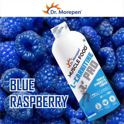 Dr. Morepen Muscle Food L-Carnitine Pro - Blue Raspberry Liquid, 450ml, 30 Servings