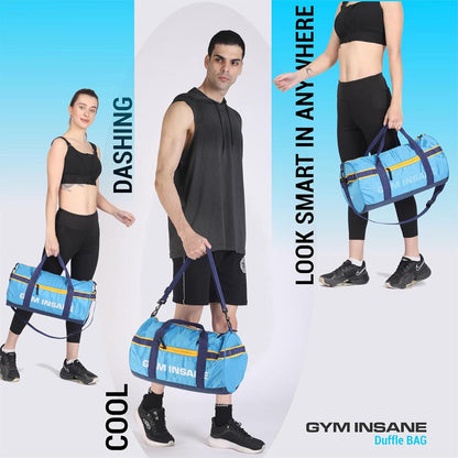 GYM INSANE BLUESAC Polyester Duffle Bag with Shoe Compartment for Men & Women - Color Sky Blue(26 Ltr)