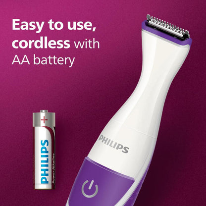 Philips BRT383/15 Rechargeable Cordless Wet & Dry Trimmer for Women, Bikini Trimmer with 3 Length Settings, 180mins Runtime