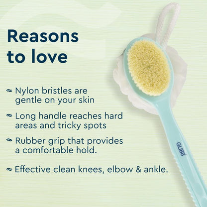GUBB 2 IN 1 Loofah with Handle Back Scrubber, Dual Sided Exfoliating for Cleanse, Exfoliate & Massage