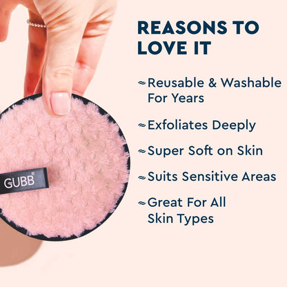 GUBB Makeup Remover Pads, Soft Round Double-Sided and Washable Facial Cleansing Pad Towels (Pack of 2, Pink & Beige)