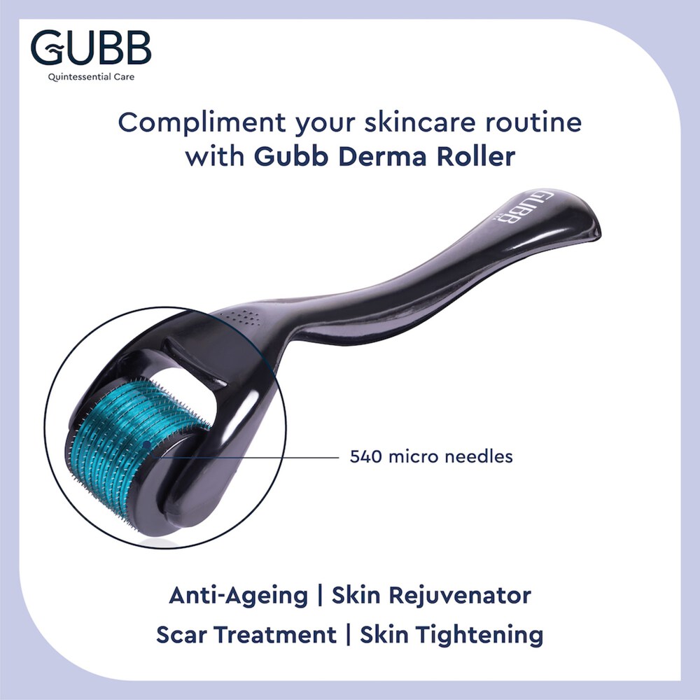 Gubb Derma Roller For Face Acne Scars, Skin Ageing & Hair Regrowth - Reduces Hair Fall - Stimulates Hair Follicles - Suitable for Beard Also - Safe & Effective _ Black