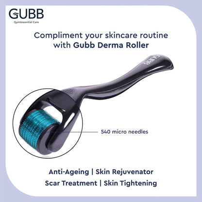 Gubb Derma Roller For Face Acne Scars, Skin Ageing & Hair Regrowth - Reduces Hair Fall - Stimulates Hair Follicles - Suitable for Beard Also - Safe & Effective _ Black