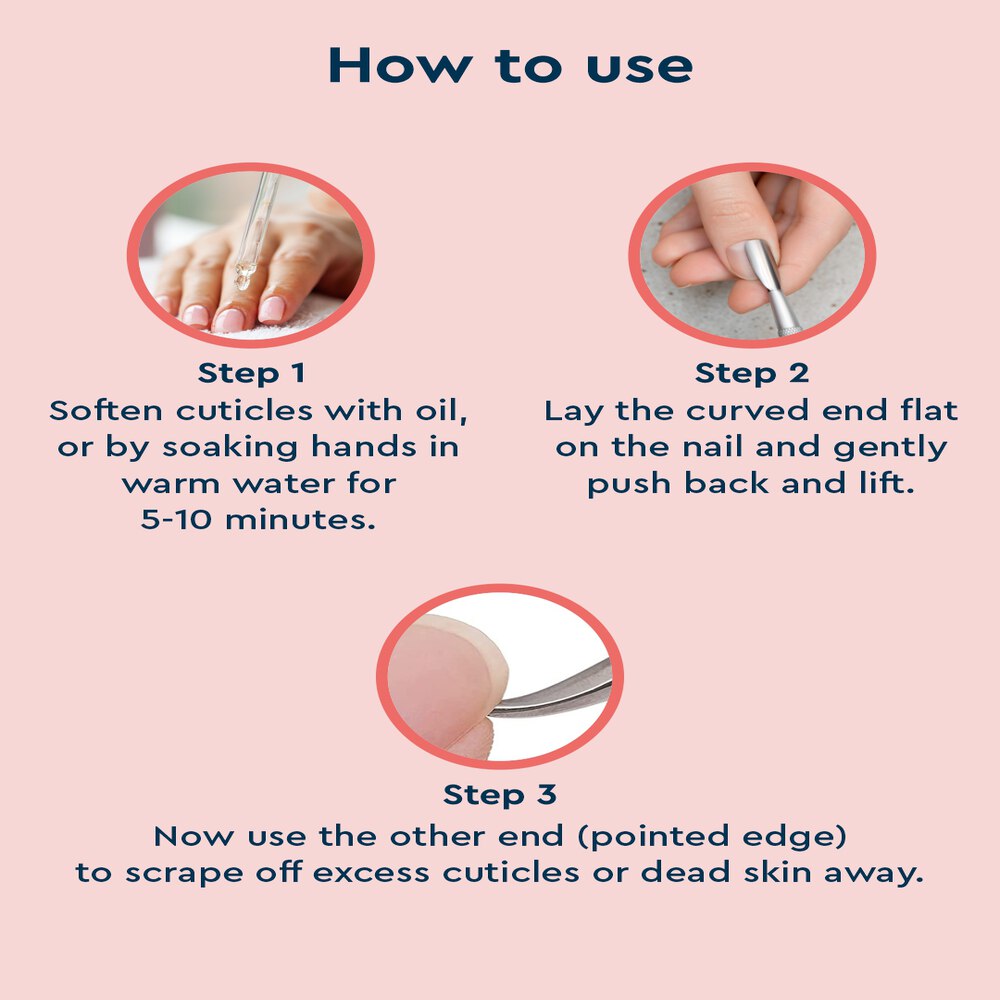 GUBB Stainless Steel Nail Pusher & Cuticle Remover, Manicure Tool