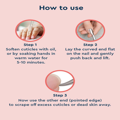 GUBB Stainless Steel Nail Pusher & Cuticle Remover, Manicure Tool
