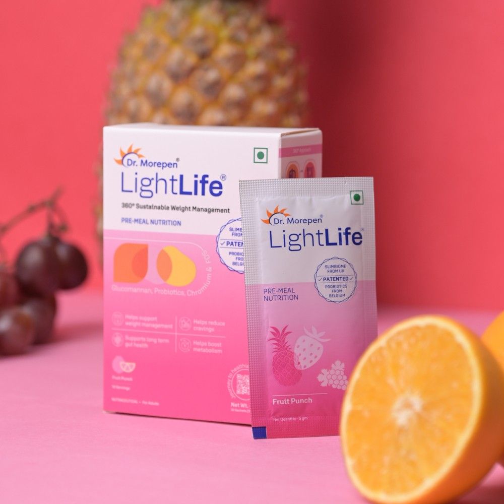 Dr. Morepen LightLife Pre-Meal Nutrition Mix Fruit Punch Flavor - 5g Each (10 Sachets)