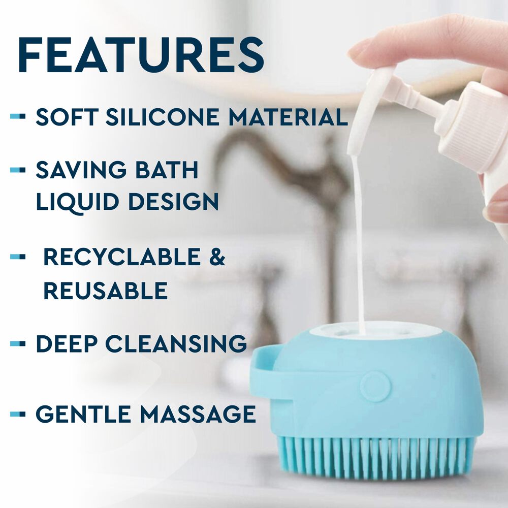 GUBB Silicone Exfoliating Bath Brush for Deep Cleansing with Shower Gel Dispenser (Random Colors)