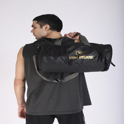 GYM INSANE Gym Duffle Bags for Men Gym Bag with Shoe Compartment for Men - Women - Boys & Girls (Black/Golden)