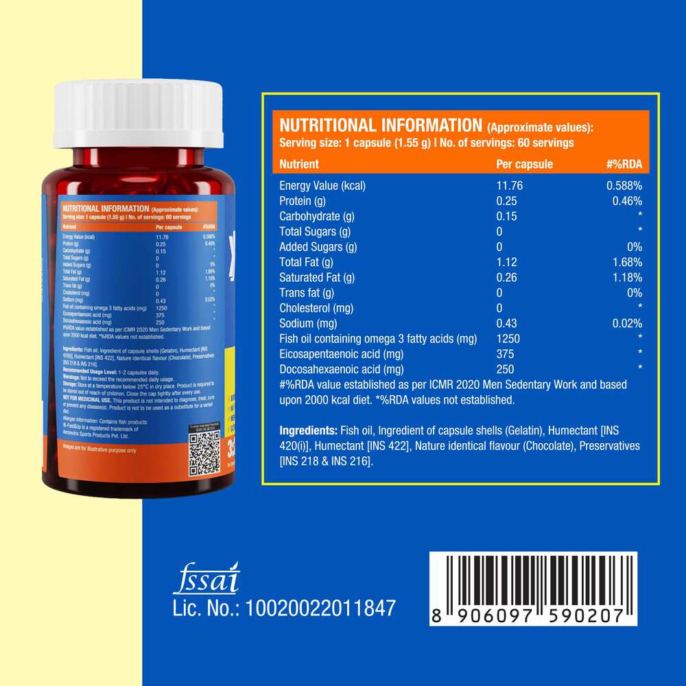 Fast&Up Promega with 1250 mg Omega-3 (60 Capsules)
