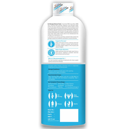 Dr. Morepen Muscle Food L-Carnitine Pro - Blue Raspberry Liquid, 450ml, 30 Servings
