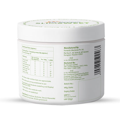 Dr. Morepen SlimSweet Natural Sugar Substitute with Stevia & Monk Fruit | Zero Calorie, Zero Sugar Sweetener | Keto-Friendly, Diabetic-Safe Sugar Alternative | 150g