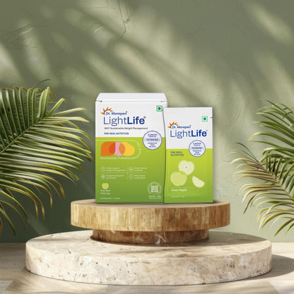 Dr. Morepen LightLife Pre-Meal Nutrition Mix | Sustainable Weight Management Support for Men & Women | Appetite Control & Metabolism Booster | 10 Sachets (5g Each) | Flavor-Green Apple