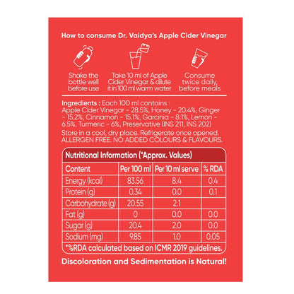 Dr. Vaidya's Apple Cider Vinegar (450ml)