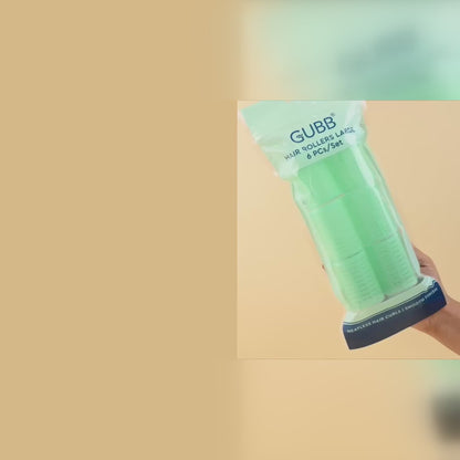 GUBB Hair Rollers For Hair Curling - Self Grip Holding Rollers - Rollers for Hair - Hair Rollers for Long Hair - Hair Rollers with Clips- 6 Large Hair Curlers - Green