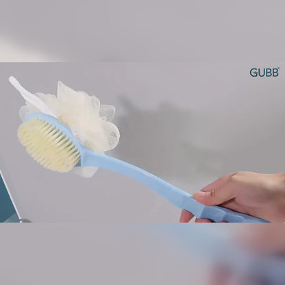 GUBB 2 IN 1 Loofah with Handle Back Scrubber, Dual Sided Exfoliating for Cleanse, Exfoliate & Massage
