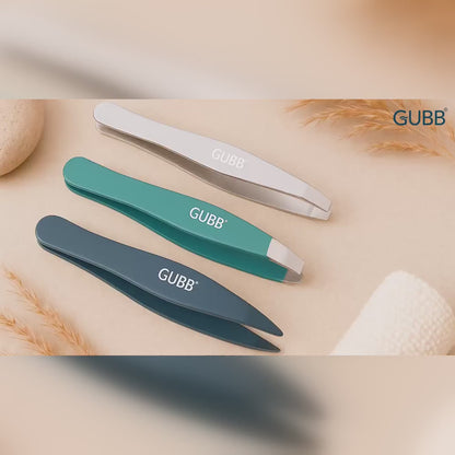 GUBB Trio Mini Tweezer Set For Easy & Precise Plucking of Unwanted Hair - Slant Tweezer, Flat Tweezer & Pointed Tweezer - Multiple Usage - Upple Lips, Eyebrows, Forehead or Chin Hair